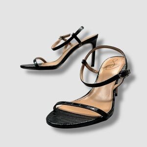 Sam Edelman Doran Strappy Heeled Sandals 9 Black Snake Print Stiletto